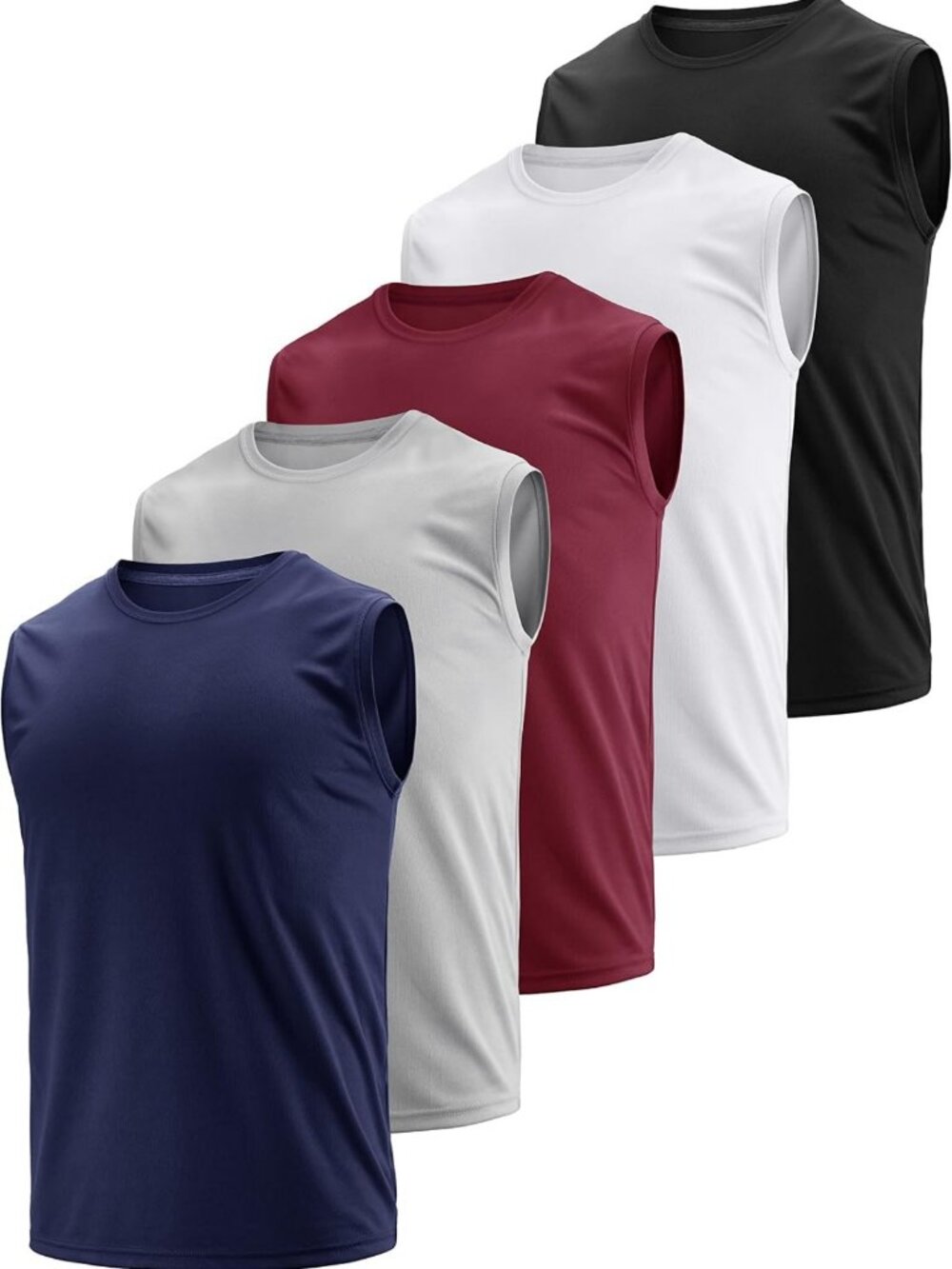 Men's Moisture-Wicking Quick Dry Sleeveless Athletic Tank Tops - 3 & 5 Pack Mesh